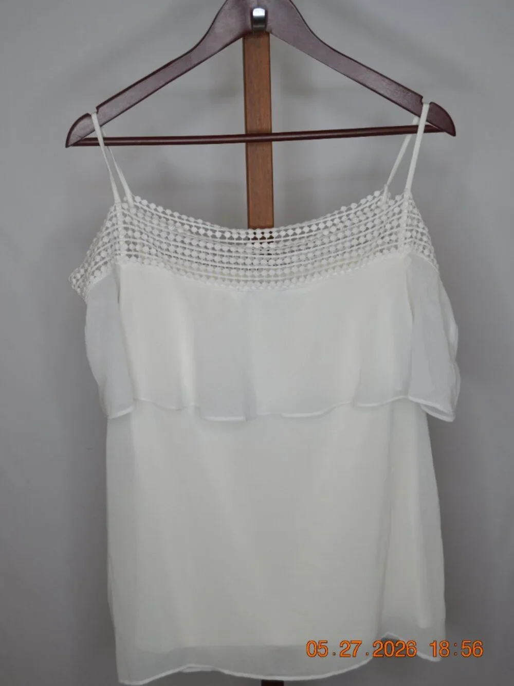 White House Black Market Women’s Large White Off Shoulder Sheer Layered Blouse